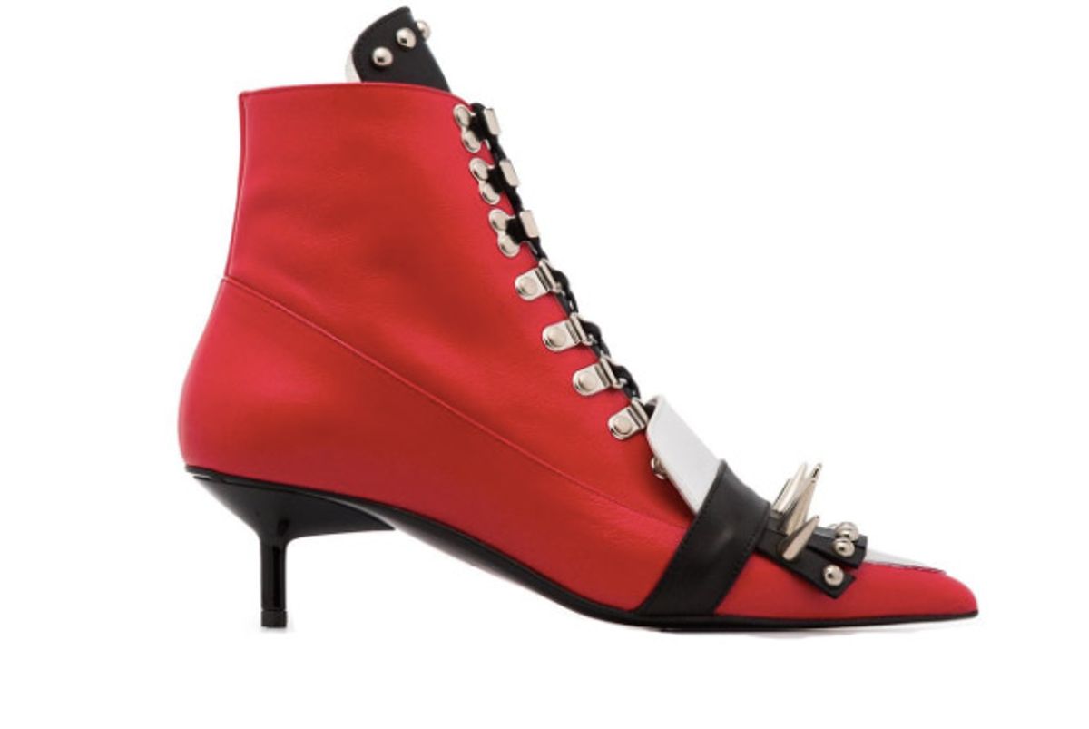 marques almeida red spiked ankle boots