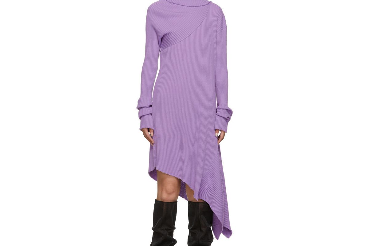 marques almeida ssense exclusive purple draped neck dress