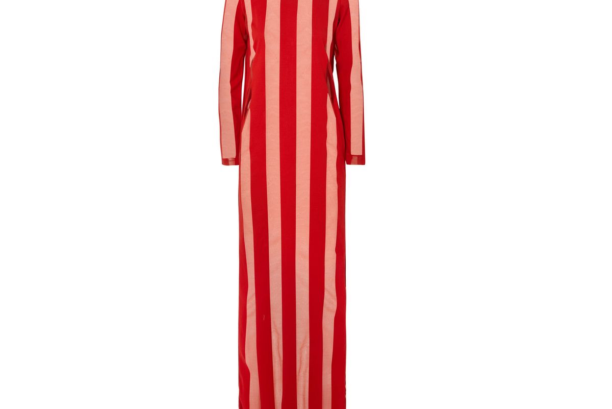 marques almeida striped devore chiffon maxi dress