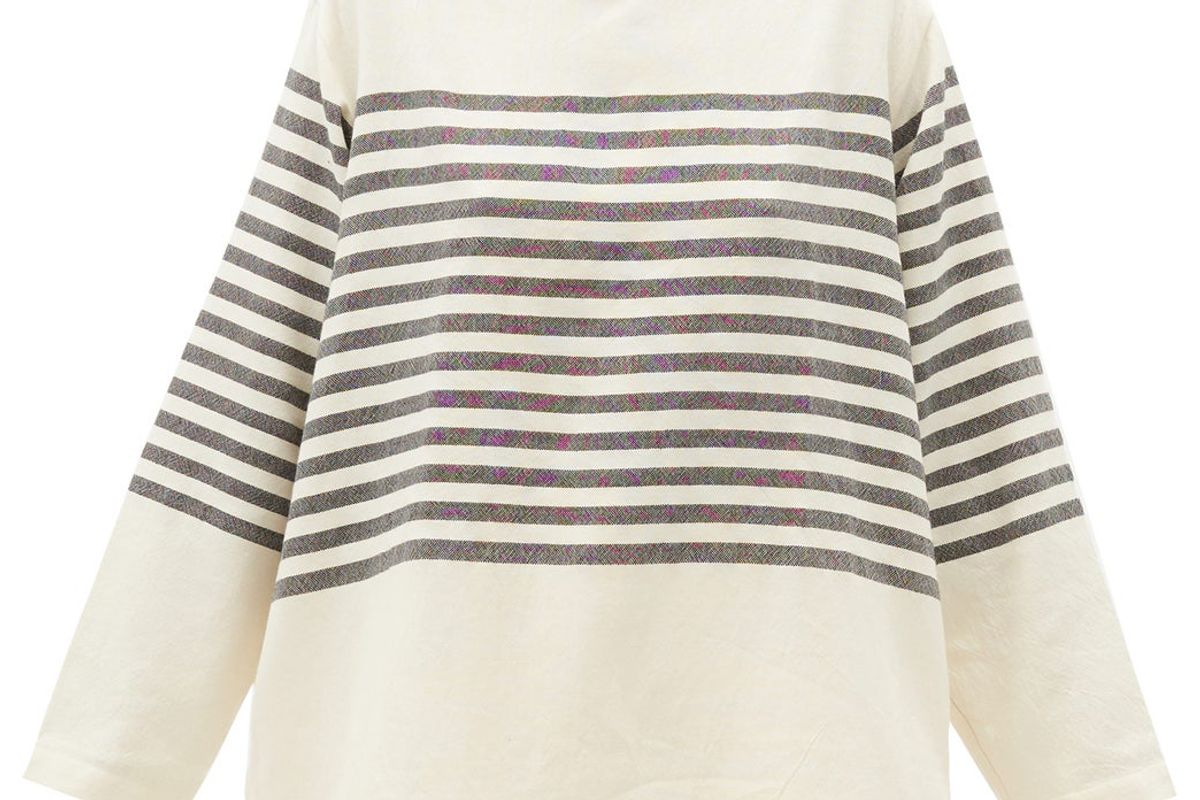 marrakshi life breton stripe long sleeve cotton blend t-shirt
