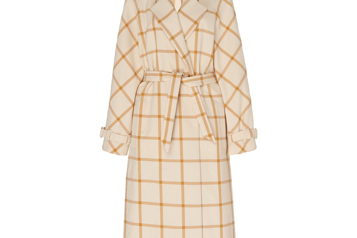 martin grant checked twill trench coat