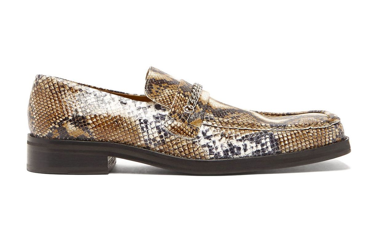 martine rose phython embossed leather penny loafers
