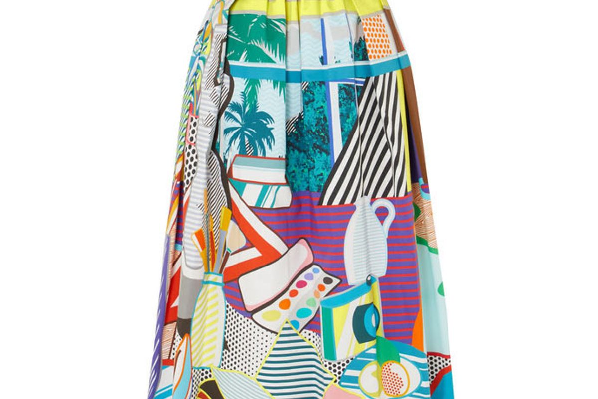 mary katrantzou bowles printed stretch-cotton midi skirt