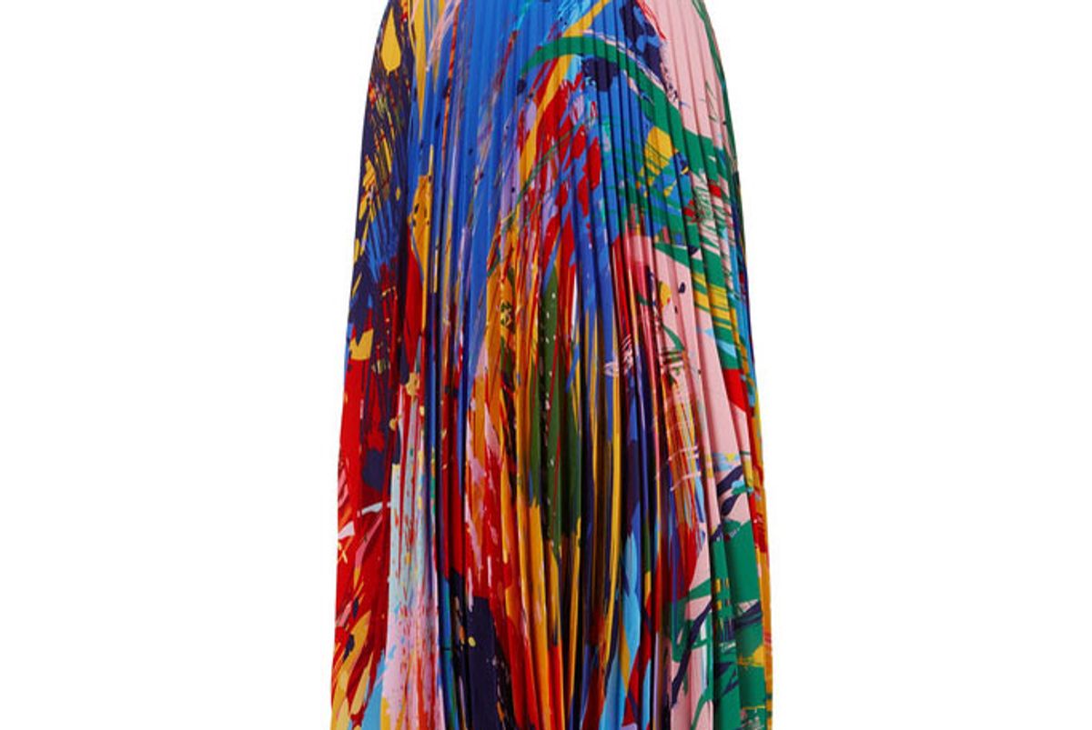 mary katrantzou printed plisse-chiffon midi skirt