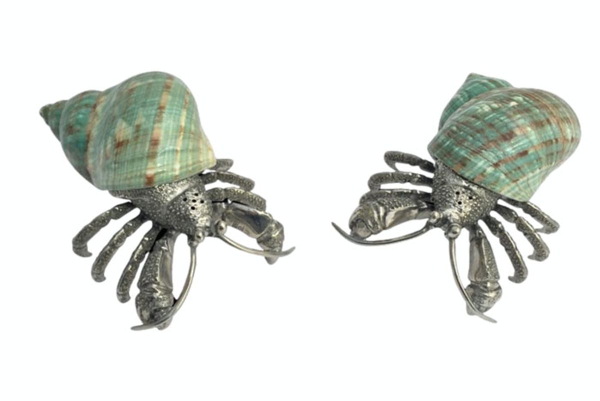 mary mahoney pewter hermit crab salt pepper shaker