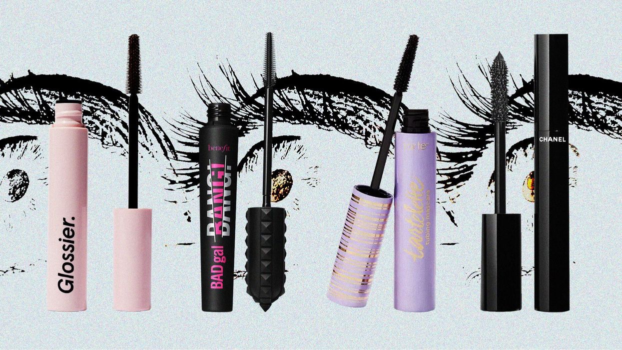 Mascara Products Behind a Graphic of Eyelashes - Mascara Cocktail