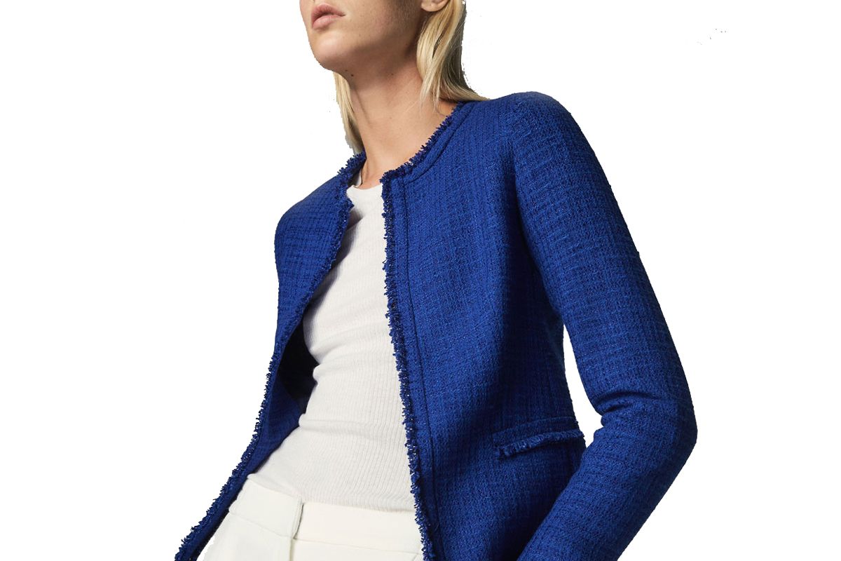 Textured Weave Cardigan with a Frayed Edge Detail