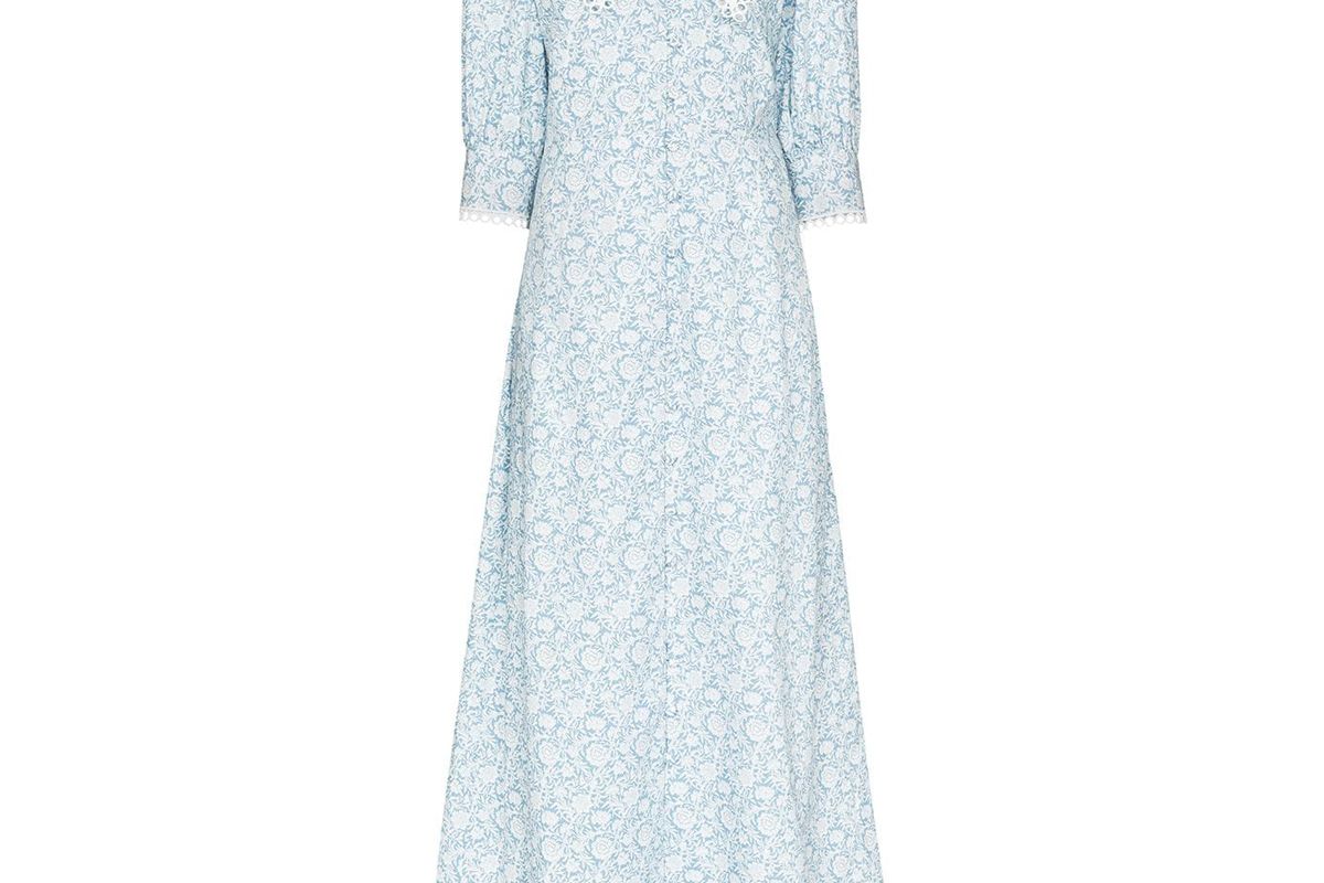 masterpeace oversized collar floral print maxi dress