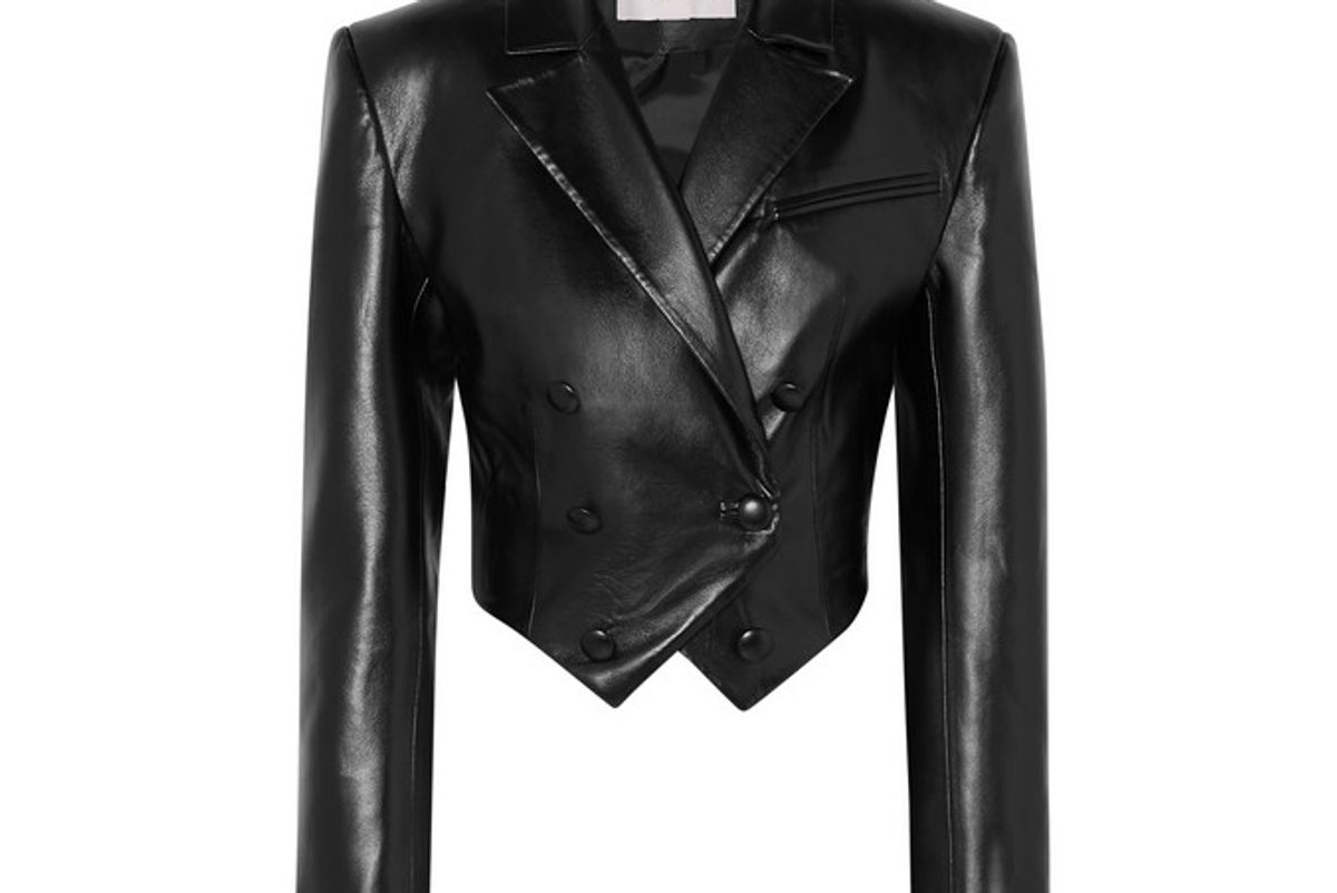 materiel cropped faux leather blazer