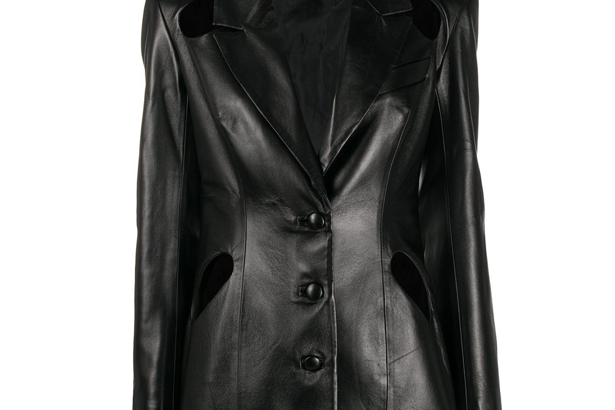 materiel cut out leather jacket