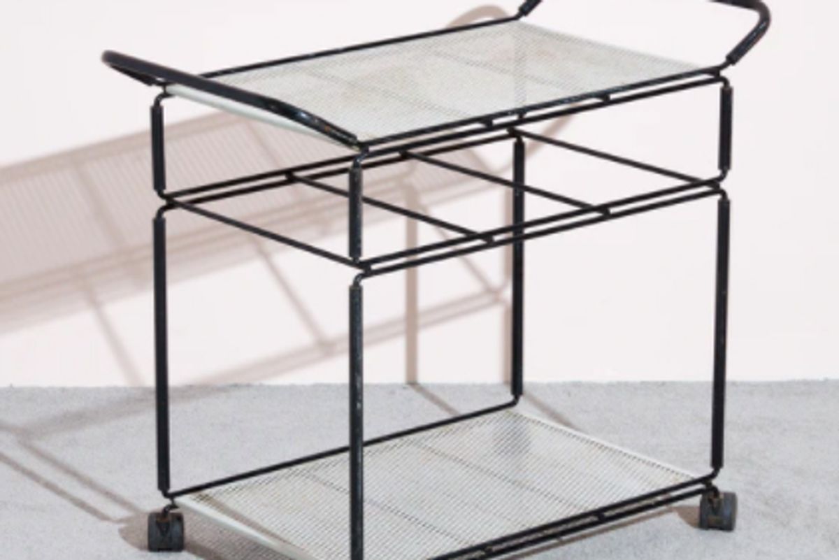 mathieu mategot vintage perforated bar cart