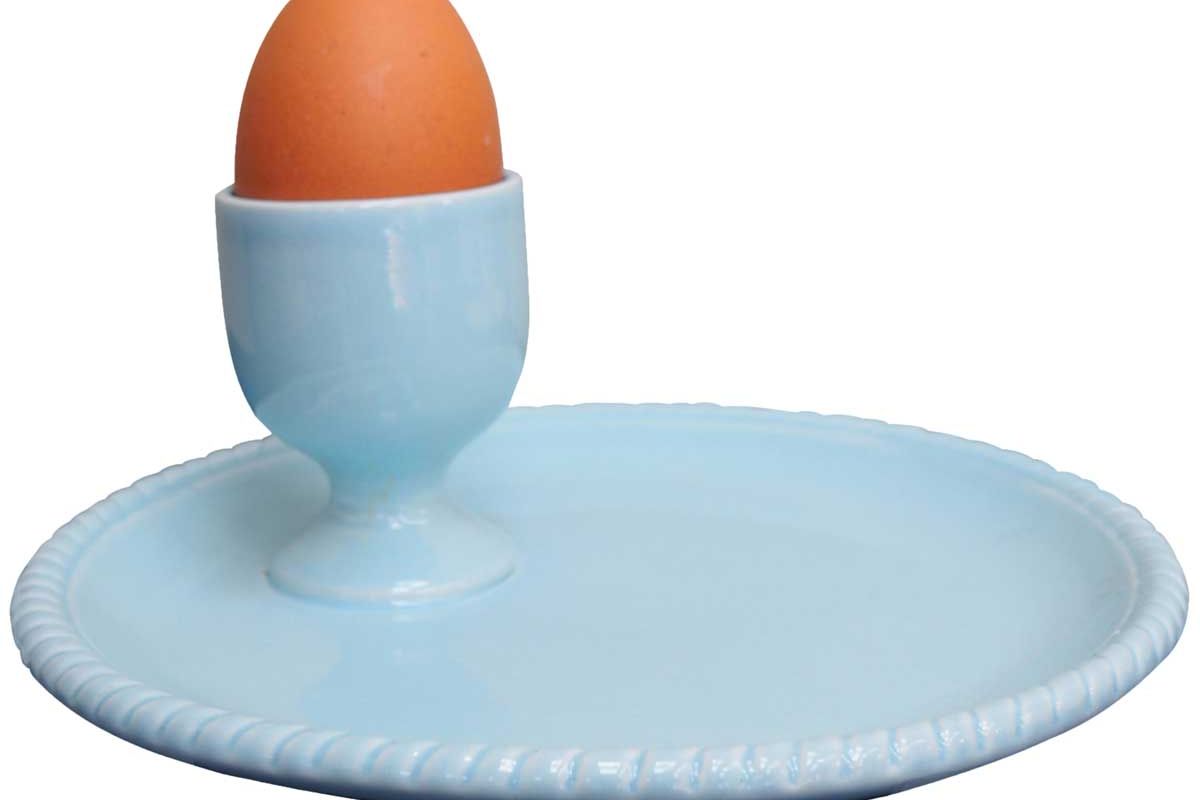 matilda goad ceramic eggcup plate sky blue