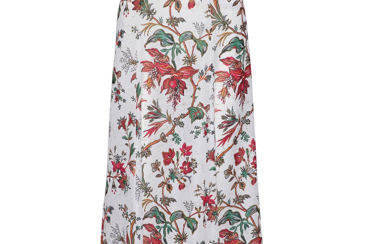 mcq alexander mcqueen floral print crepe de chine midi skirt