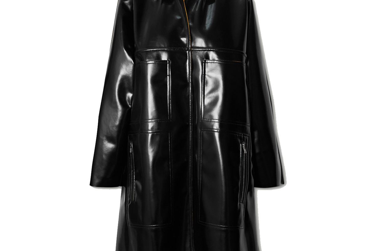 mcq alexander mcqueen glossed pu coat