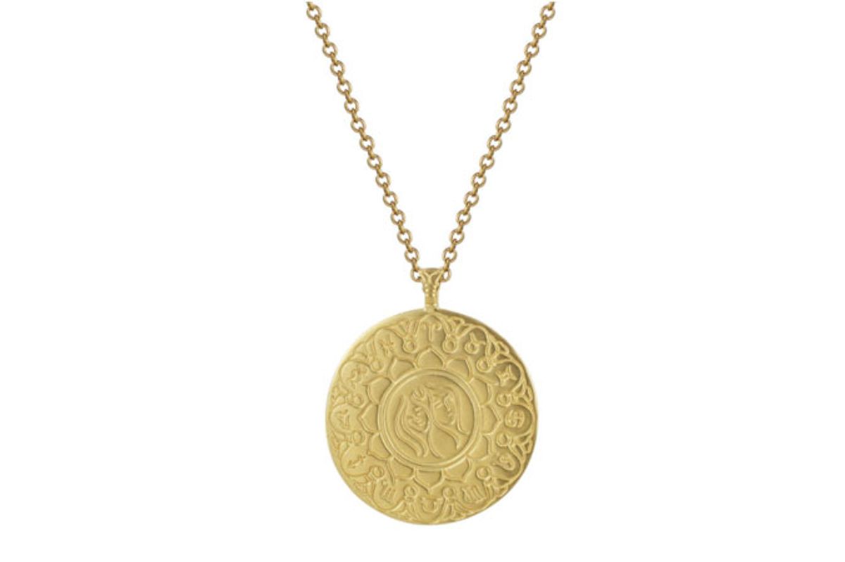 me and ro 18k gold large gemini astrology pendant