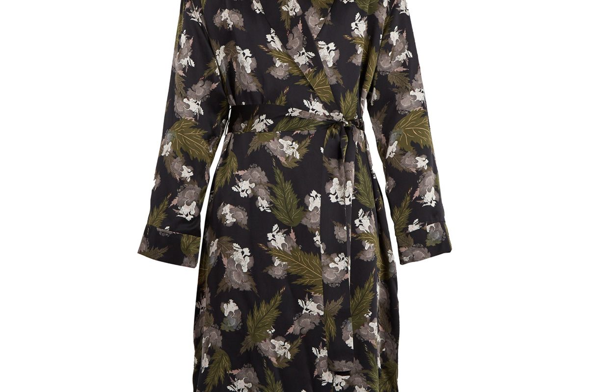 Floral-Print Silk-Satin Robe