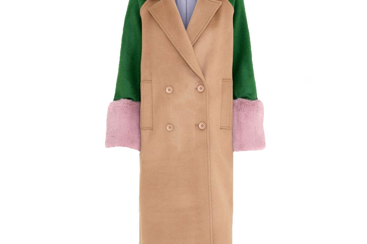 meotine karo wool coat green