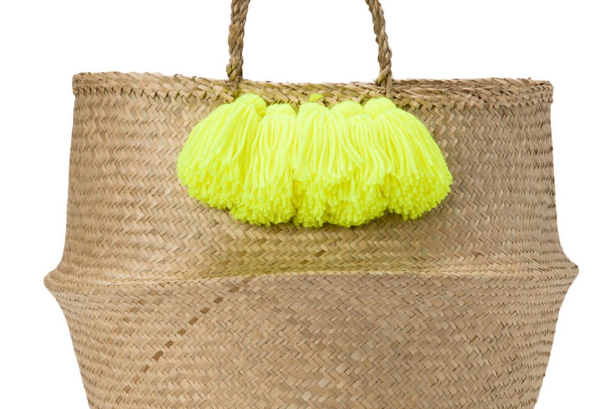 Neon Yellow Tassel Basket