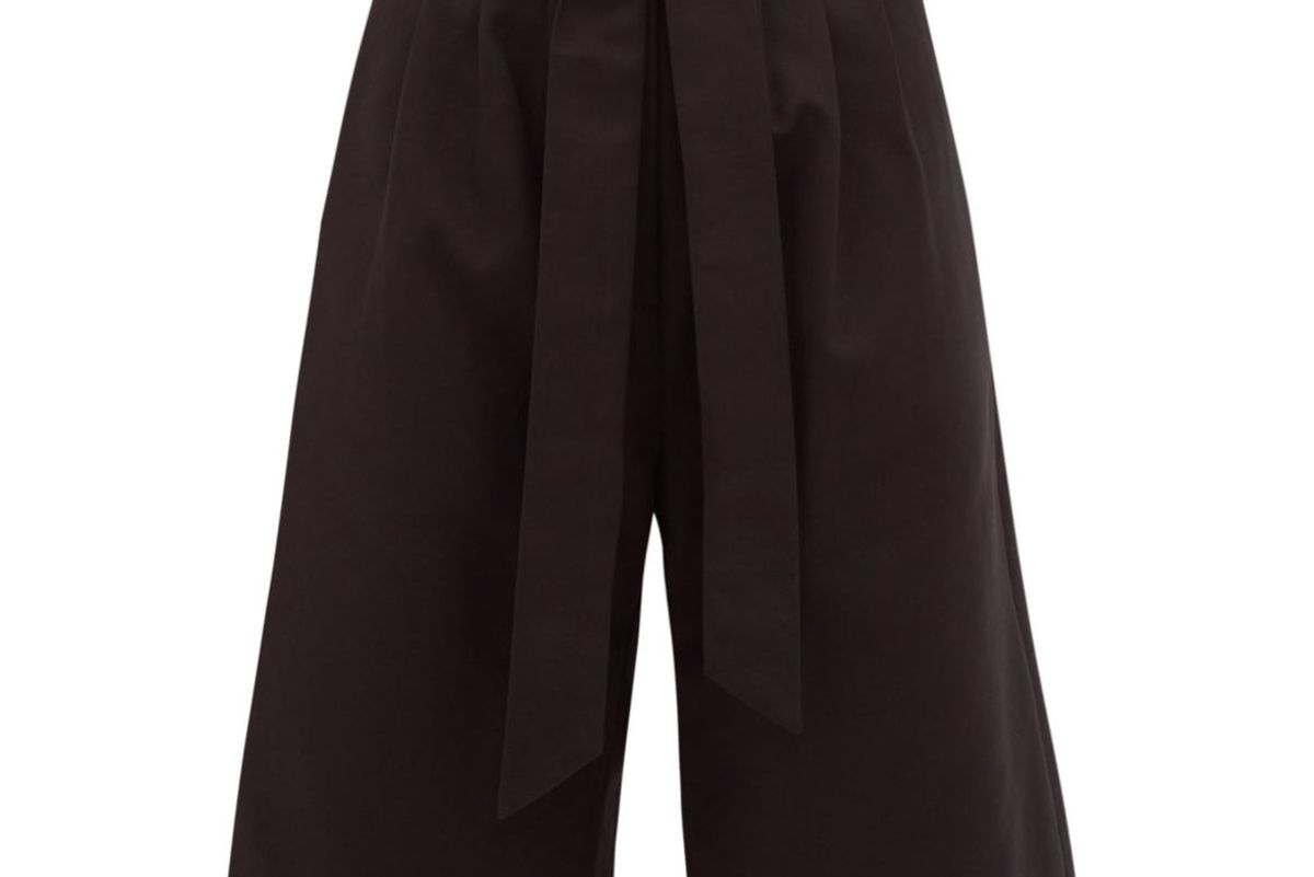 merlette sant pere high rise pleated cotton twill shorts