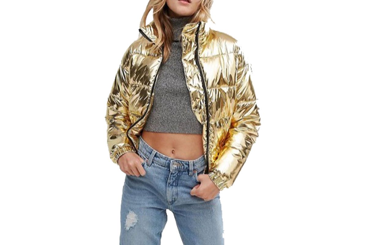 Monki Padded Metallic Jacket