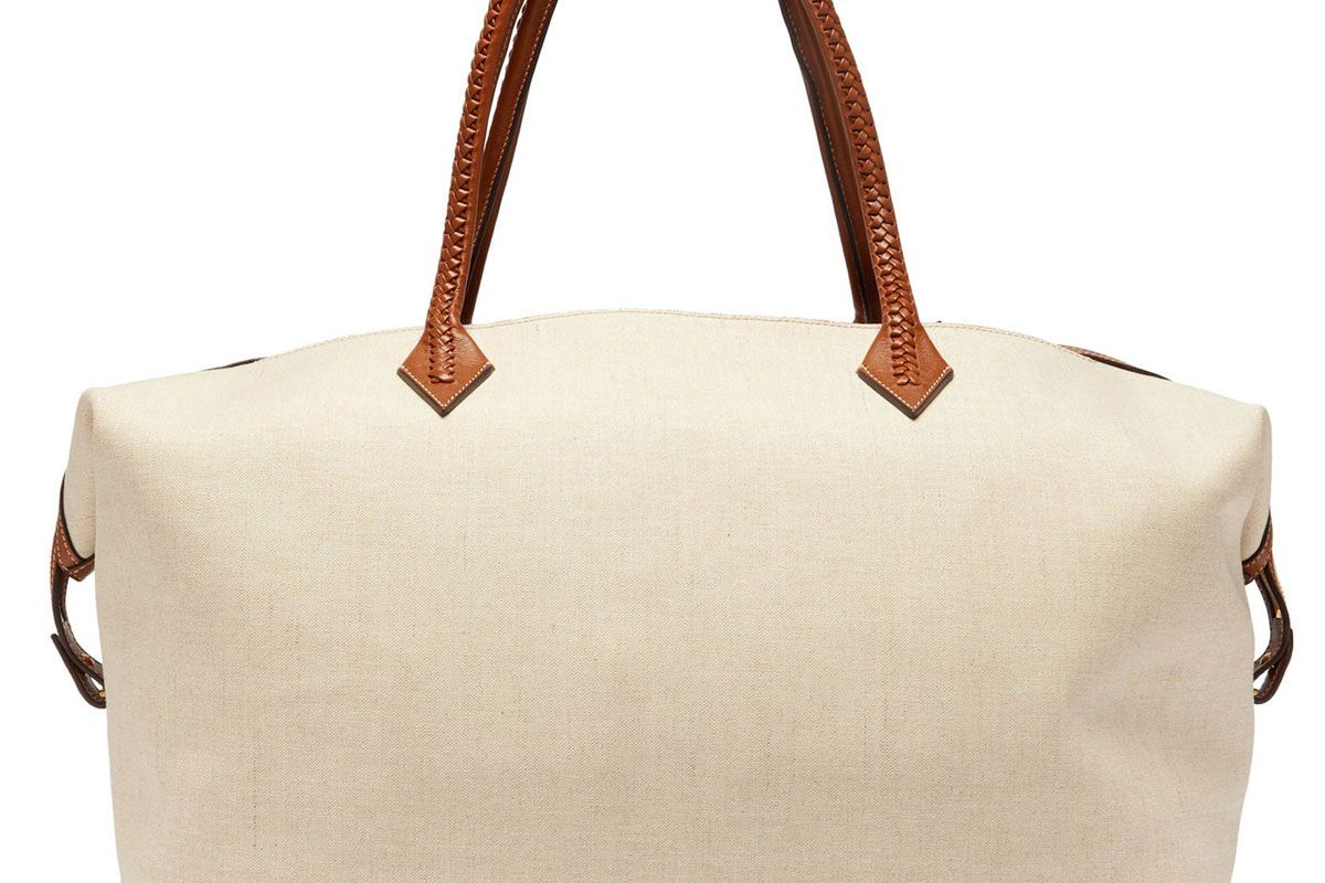 metier perriand large linen canvas weekend bag