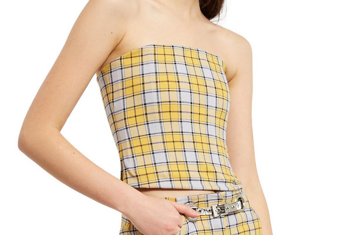 miaou lucy corset yellow plaid