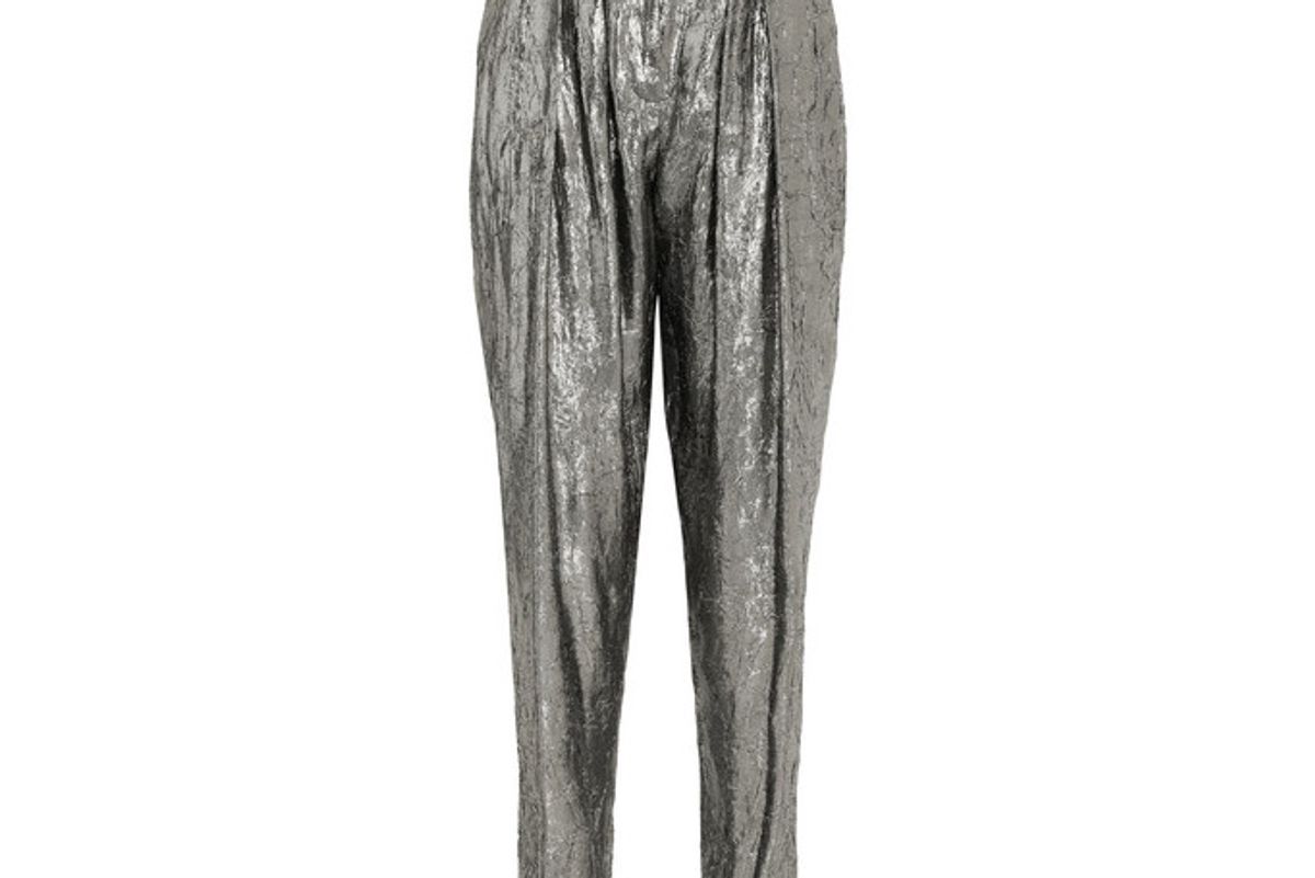 Silk-blend Lamé Tapered Pants