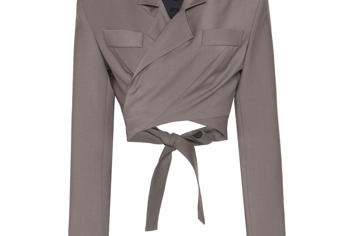 michael lo sordo cropped wool wrap blazer