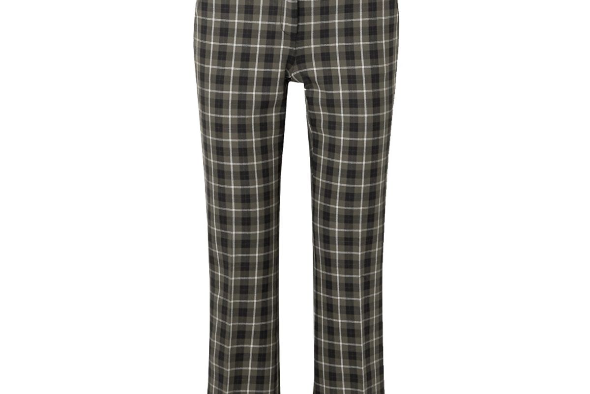 michael michael kors cropped checked cotton blend flared pants