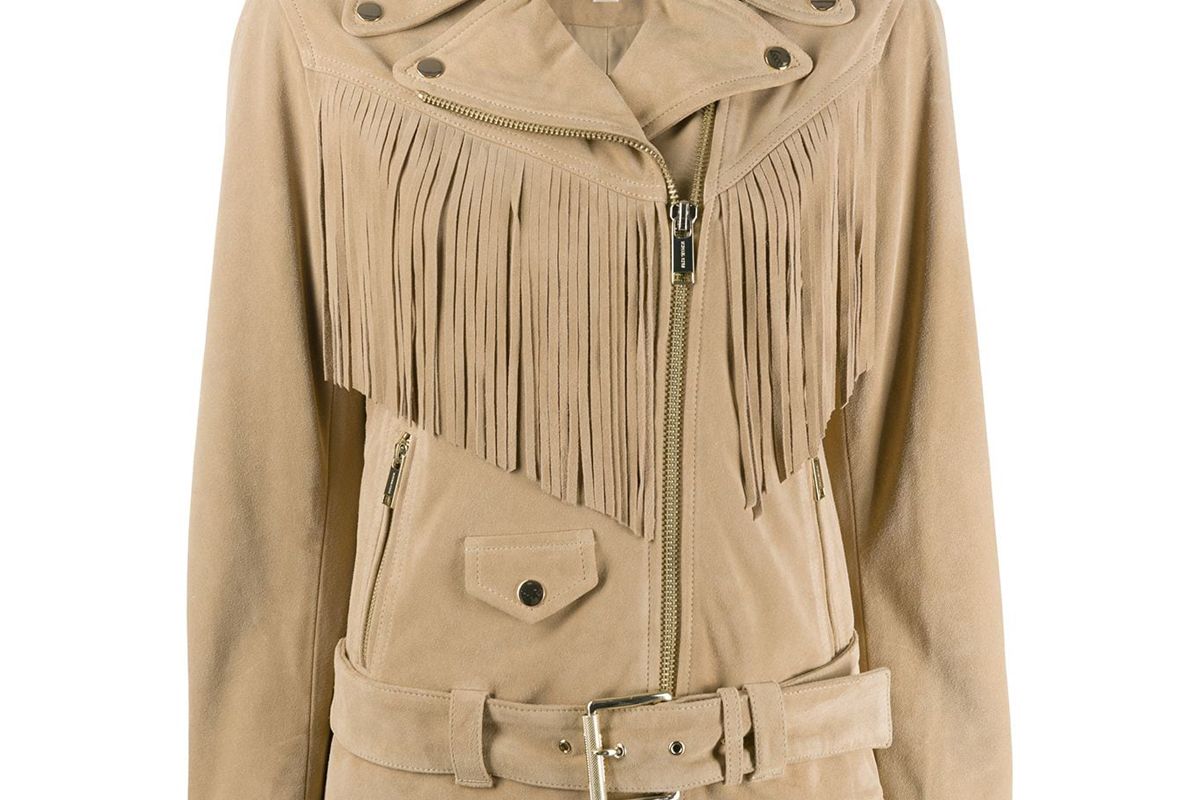 michael michael kors fringed biker jacket