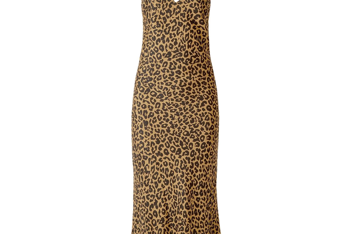 michelle mason draped leopard print silk chiffon midi slip dress