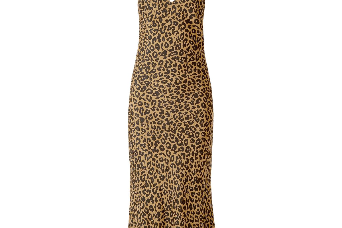 michelle mason draped leopard print silk chiffon midi slip dress