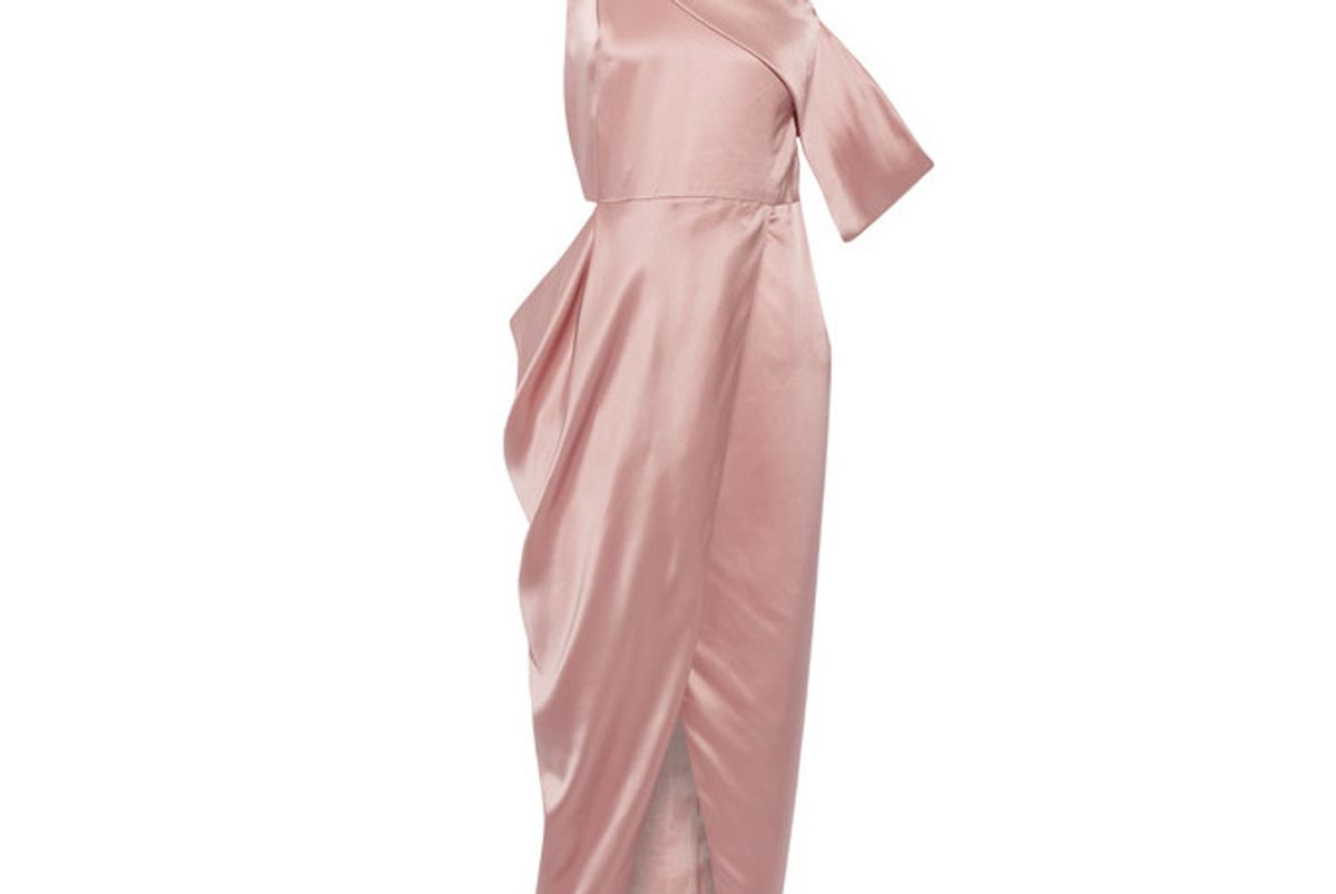 One-shoulder Cutout Silk-charmeuse Midi Dress