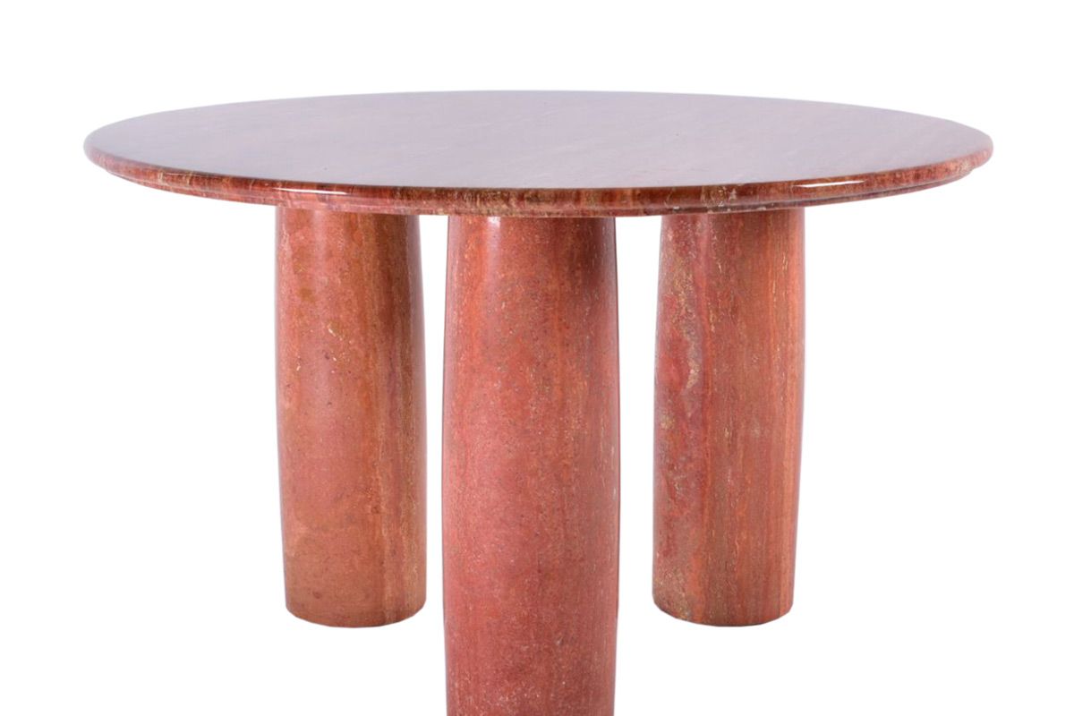 mid century 1970 red travertine mario bellini colonnato round dining table