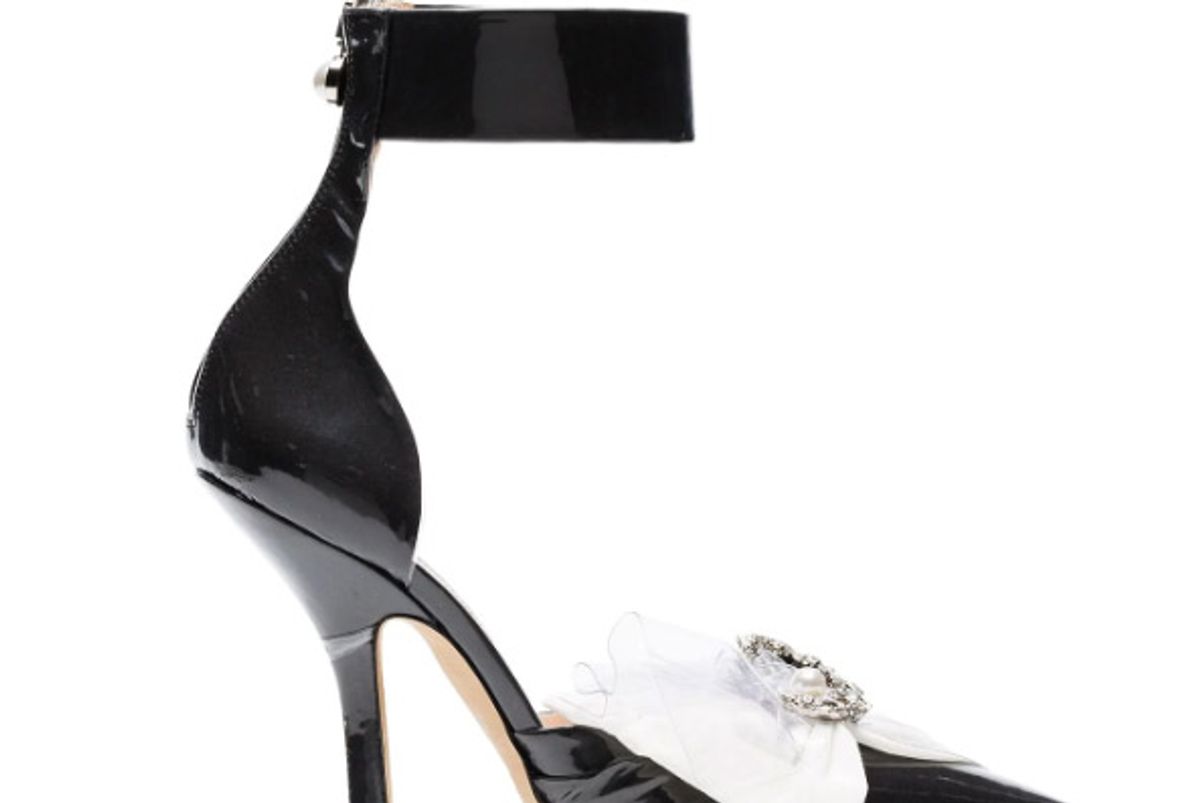 midnight 00 105 brooch bow ankle strap pumps