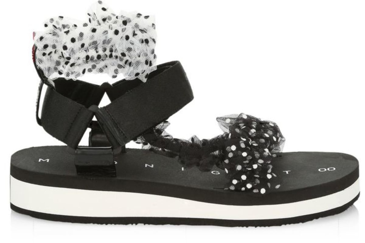 midnight 00 ruched polka dot sport sandals