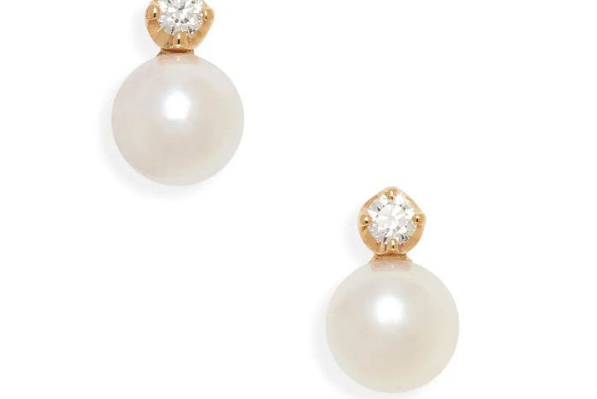 mikimoto akoya cultured pearl diamond stud earrings