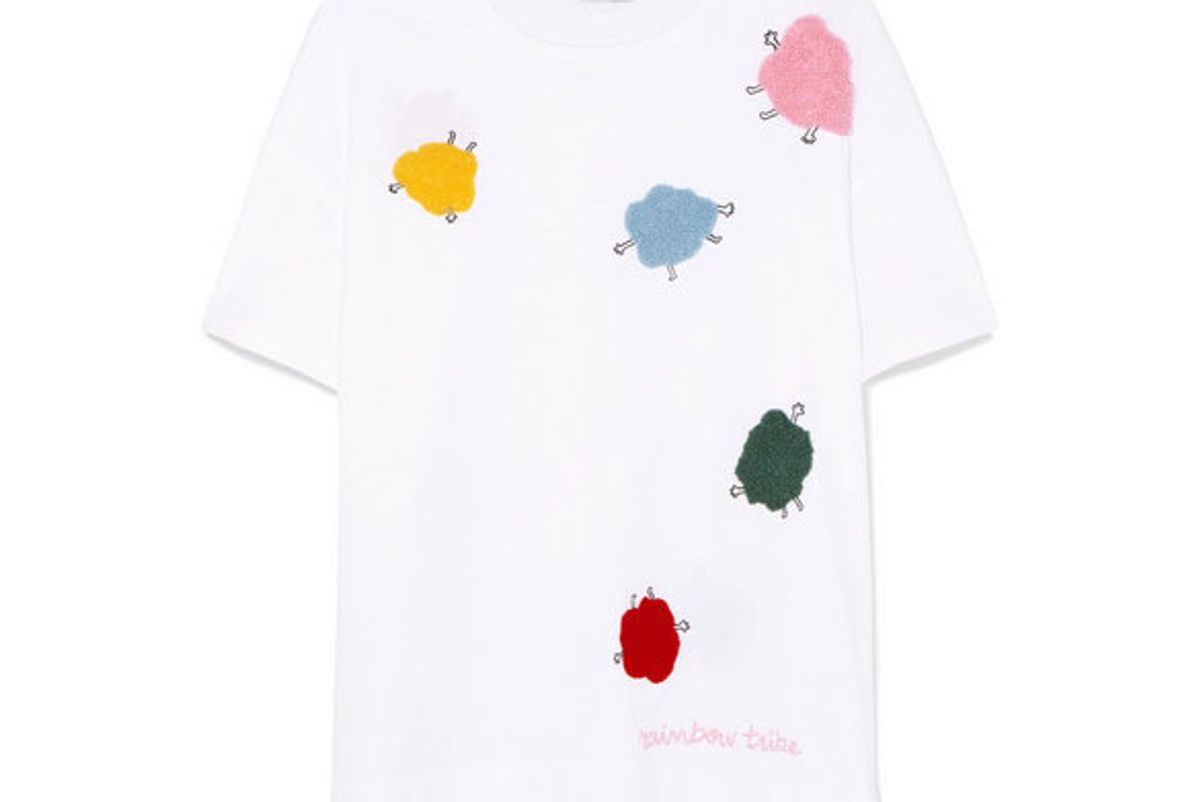 mira mikati appliqued cotton jersey t-shirt