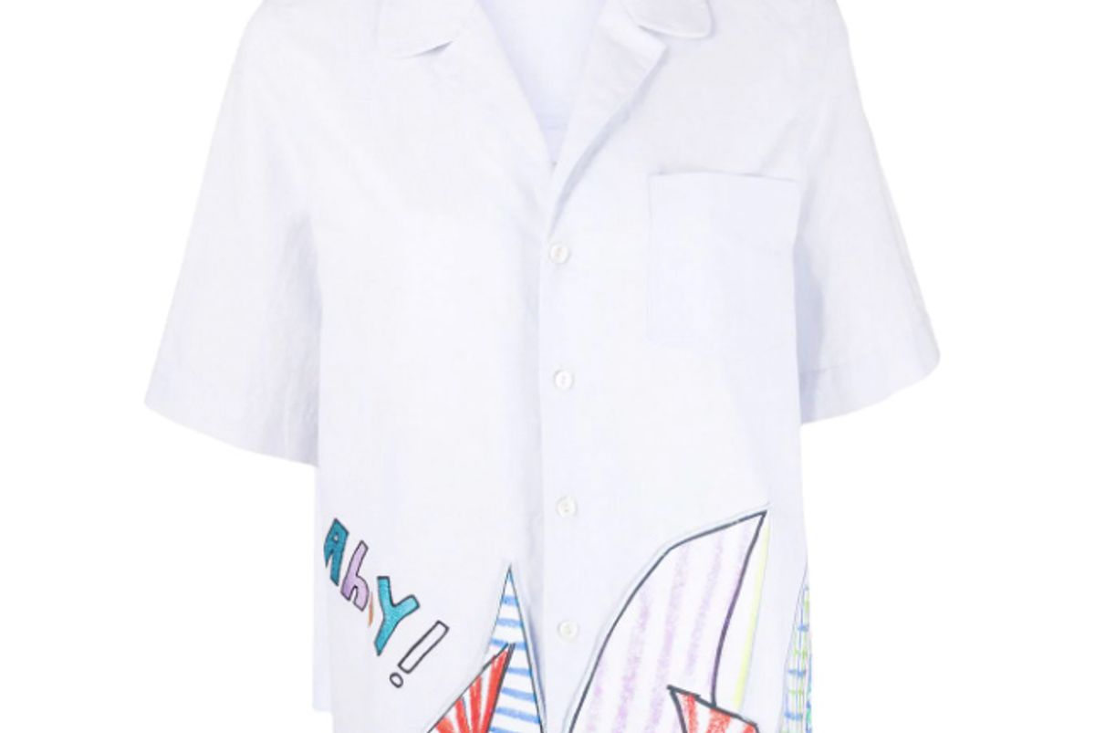 mira mikati sail boat embroidered shirt