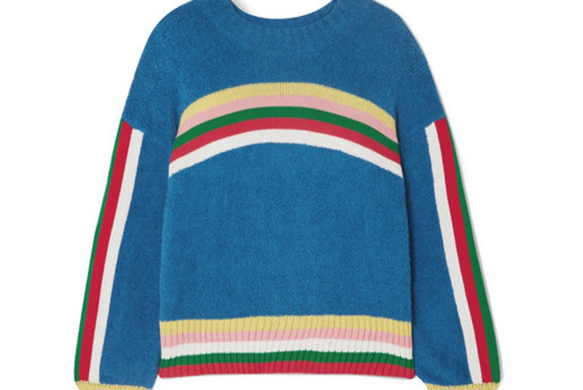 mira mikati striped cotton blend terry sweater