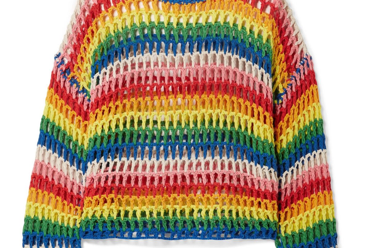 mira mikati striped crocheted cotton sweater