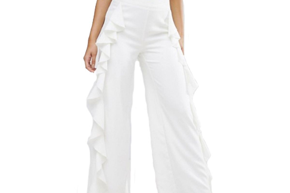 Ruffle Side Wide Leg Pant