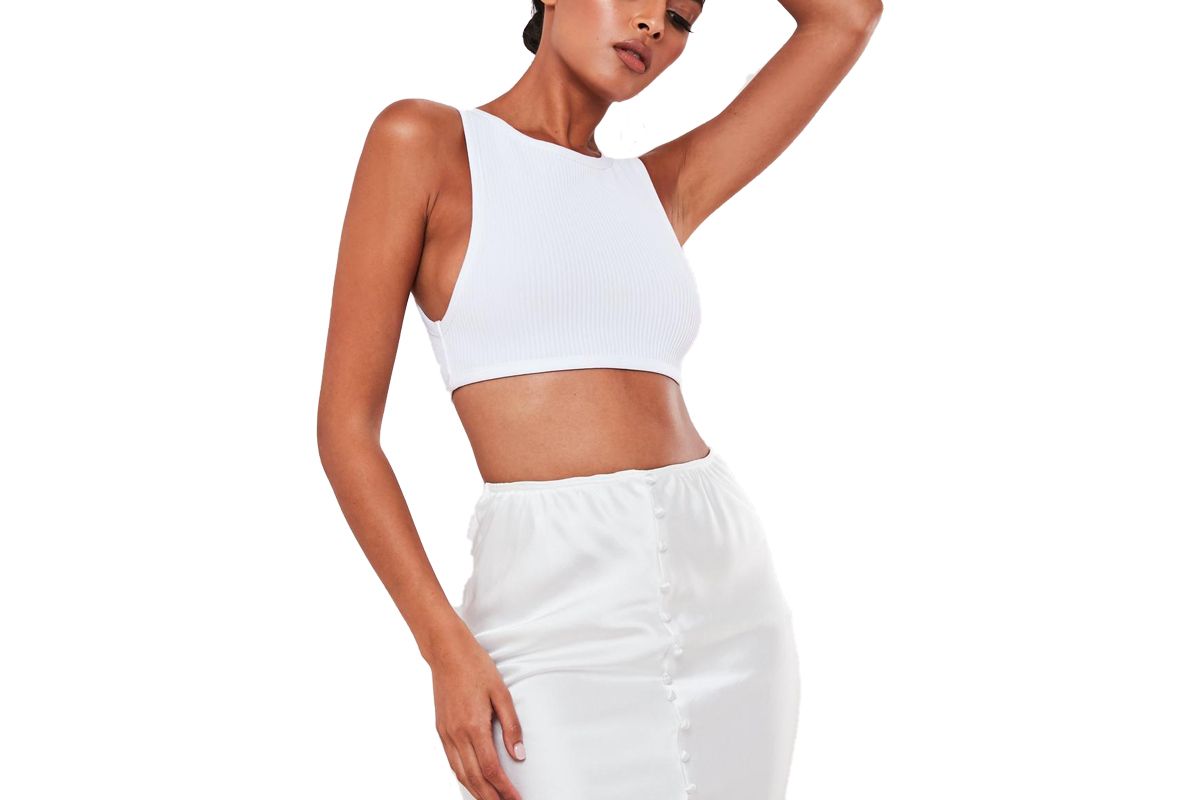 missguided white rib bandage crop top