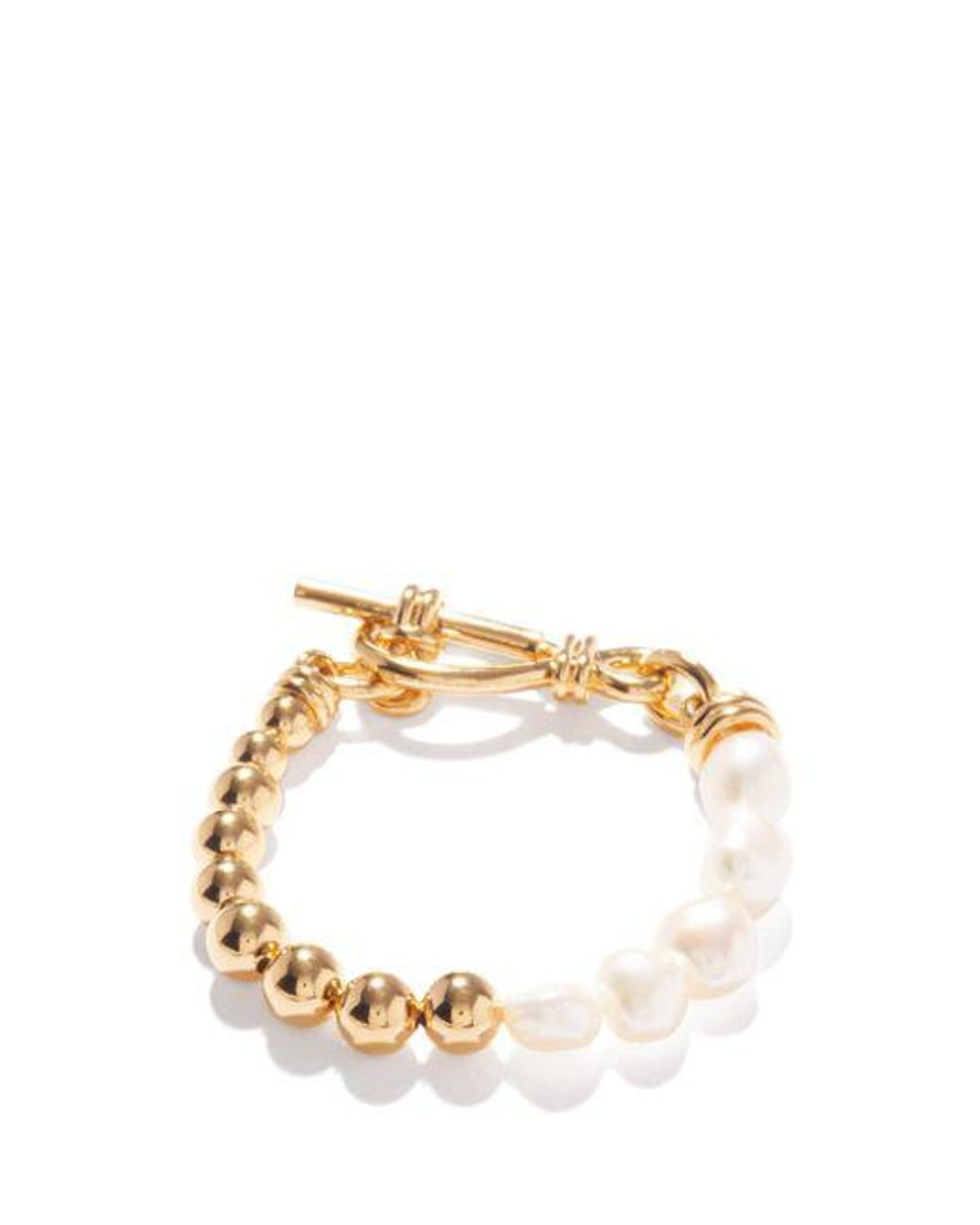 missoma metallic baroque pearl and 18kt gold plated bracelet