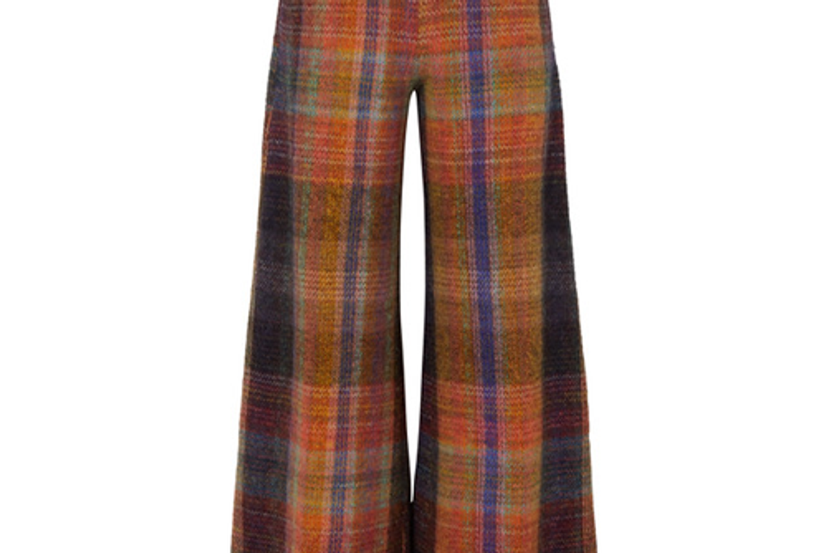 missoni checked crochet knit wide leg pants