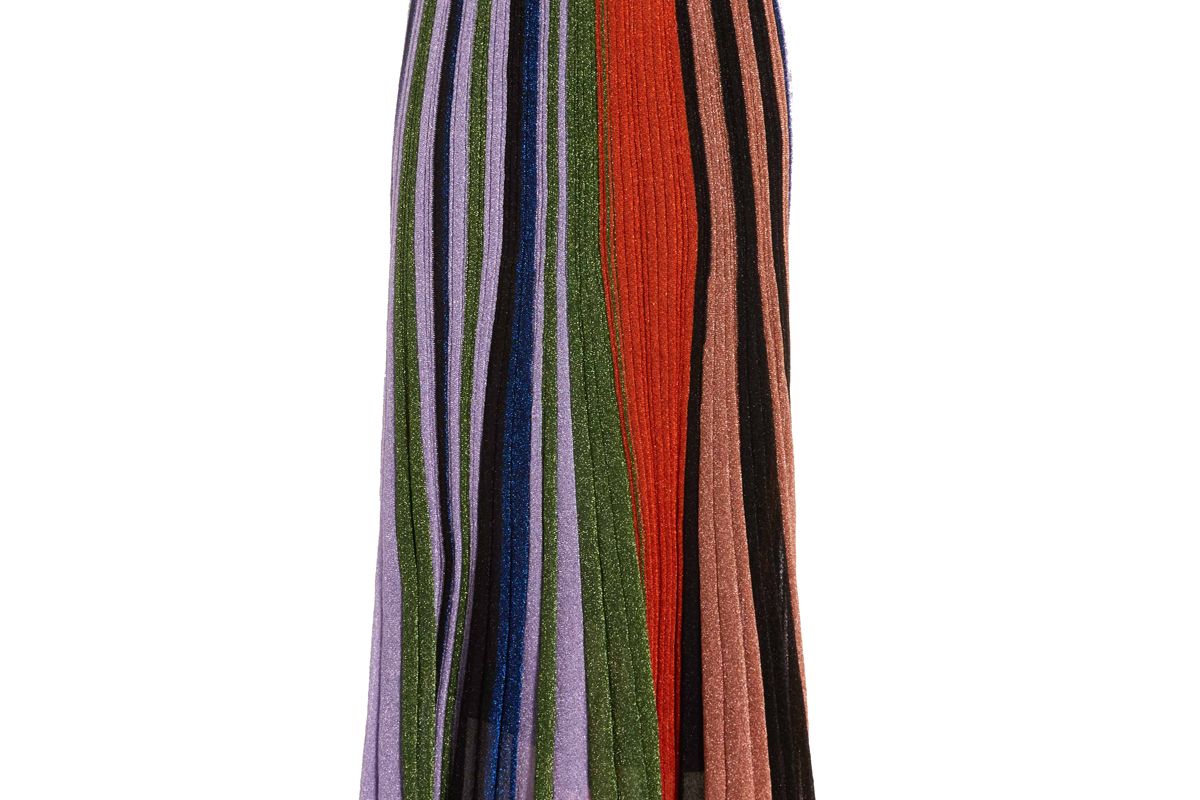 missoni pleated metallic crochet knit midi skirt