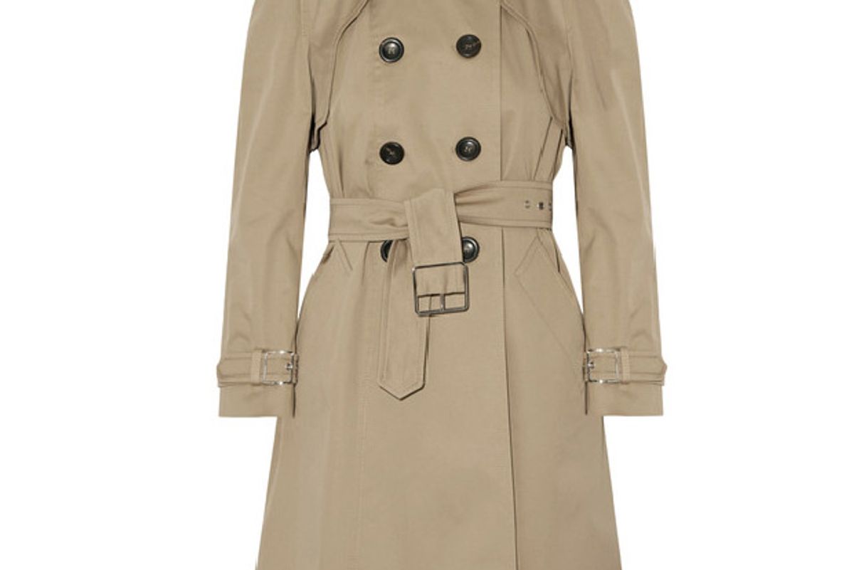 Belted cotton-blend gabardine trench coat
