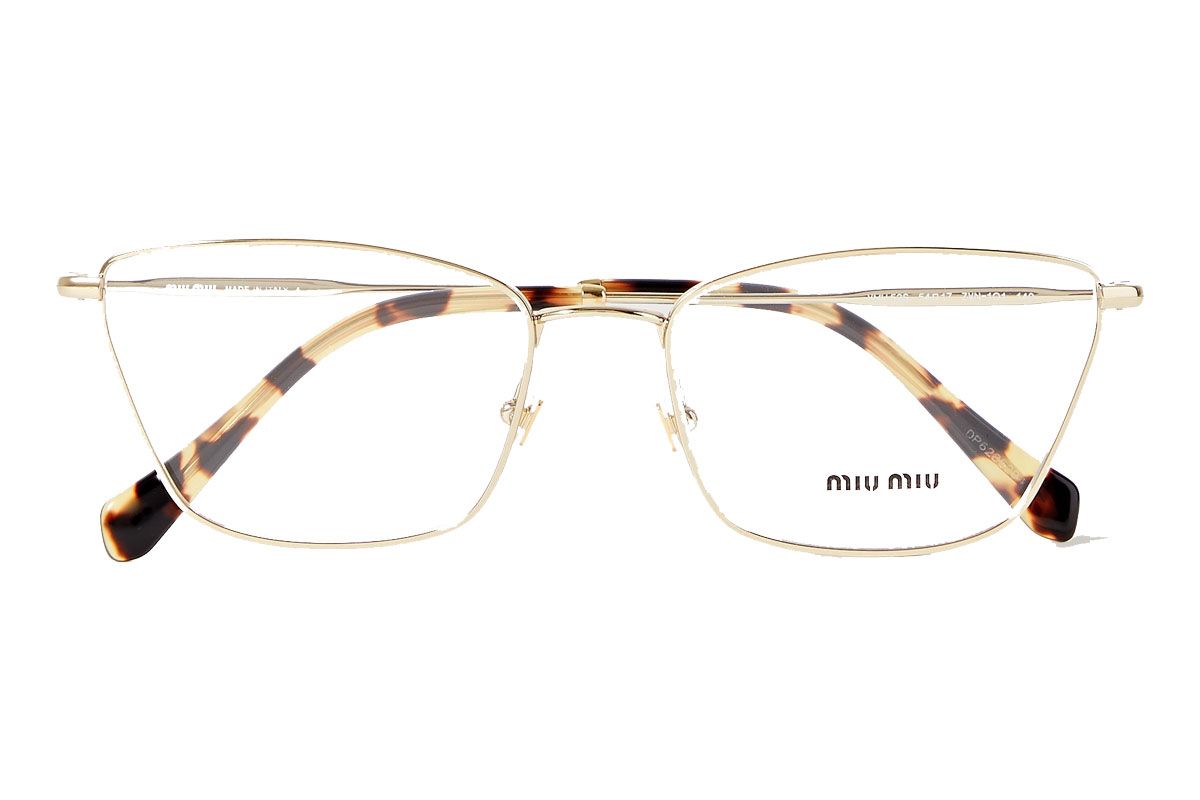 miu miu cat eye gold tone and tortoiseshell acetate optical glasses