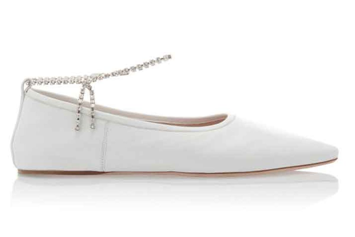 miu miu crystal strap leather ballet flats