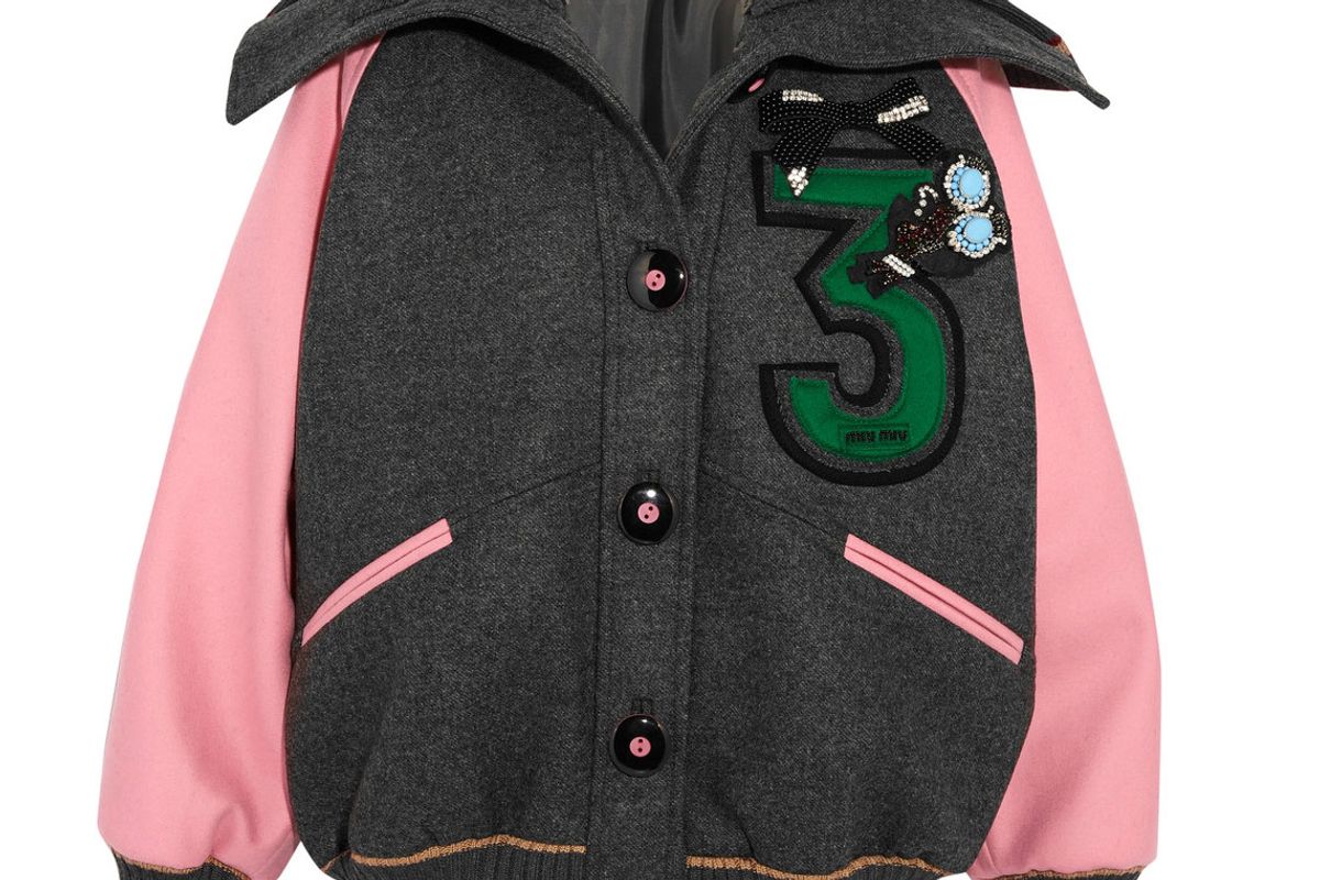 Embellished Appliquéd Wool-Felt Bomber Jacket